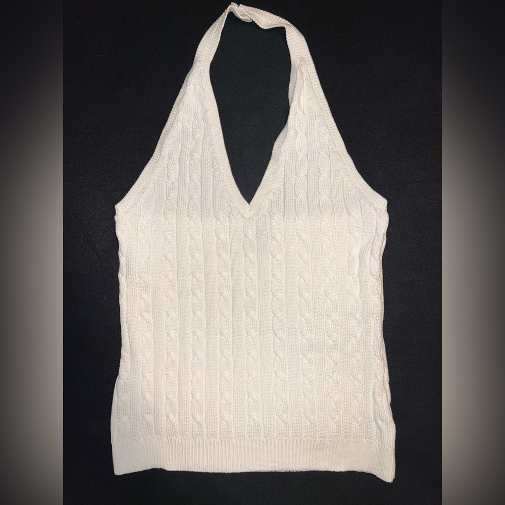 Michael Kors White Cable Knit Halter Top Size Large
